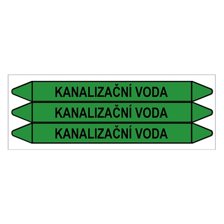 Značení potrubí, kanalizační voda,3 ks, 355 × 37 mm